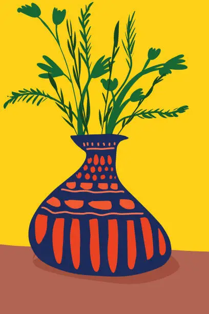 Vector illustration of Flowers in a vase