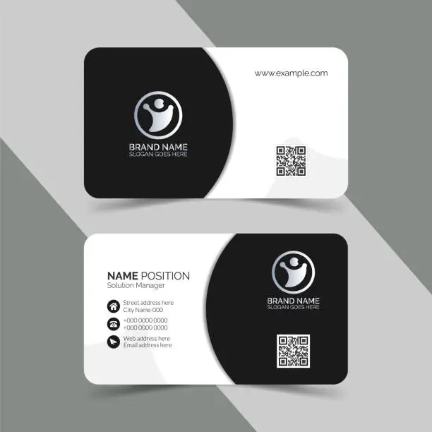 Vector illustration of Black and white business card layout