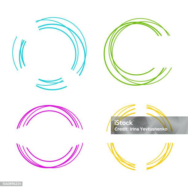 5 Rounds Line Vector Abstract Colorful Round Lines Isolated On White Background ...