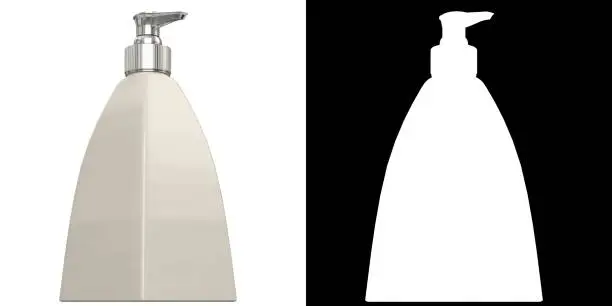 3D rendering illustration of a porcelain soap dispenser