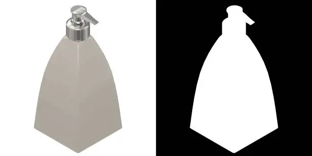 3D rendering illustration of a porcelain soap dispenser