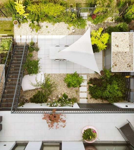 defaultA city garden in Leipzig photographed with a drone from above in summer