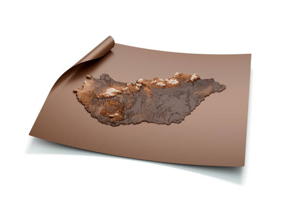 istock Map Of Hungary Old Style Brown On Unrolled Map Paper Sheet On White Background 3d Illustration 1561004001