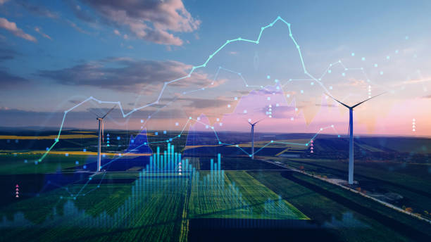 energía verde en pleno desarrollo. aumento de los precios de la electricidad en el mercado mundial. - sector energético fotografías e imágenes de stock