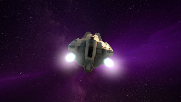 istock Spaceship flies among stars 1561109403