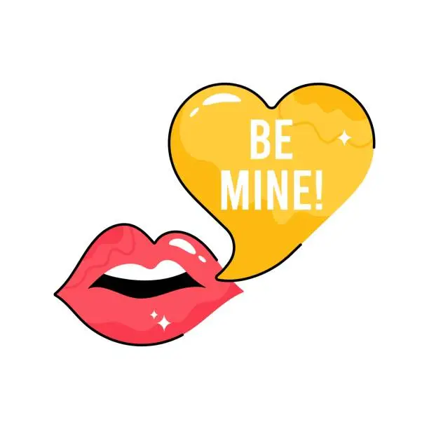 Vector illustration of Be mine doodle vector outline icon. EPS 10 file