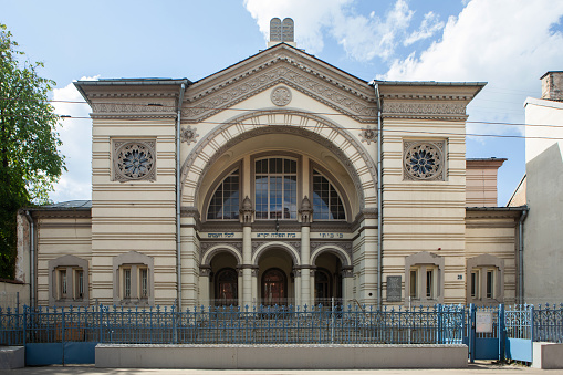 Vilnius, Lithuania - May 13, 2023:  Choral Synagogue of Vilnius,  the only synagogue in Vilnius that is still in use.