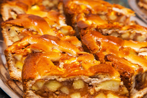 istock Slices of apple pie close-up. 1561241791