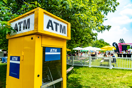 A ATM machine in the park, Woodbridge, Ontario, Canada.