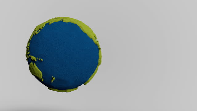 Earth Rotating 3D Animation Loop over White Background