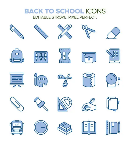 Vector illustration of Back to School Icon Set - Education, Learning, Student, Classroom, Back to School Shopping