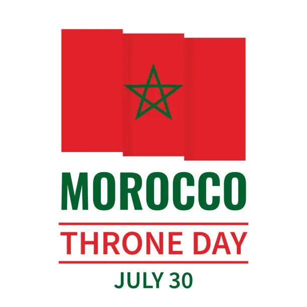 Vector illustration of Morocco Throne Day typography poster. National holiday on July 30. Vector template for banner, postcard, flyer, etc.