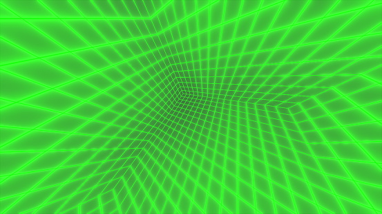 front view of the slingshots of a spiral in a three-dimensional rendered green background image