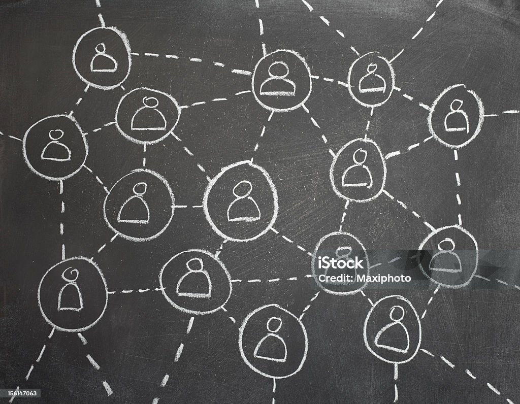 Negócios rede de pessoas símbolos conectado com linhas e redes - Ilustração de Organograma de Empresa royalty-free