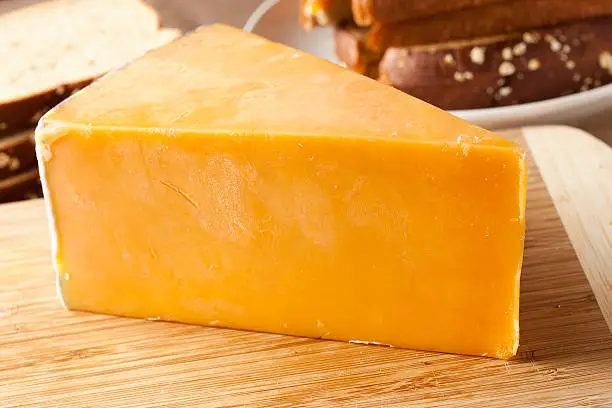 Traditional Yellow Cheddar Cheese on a background