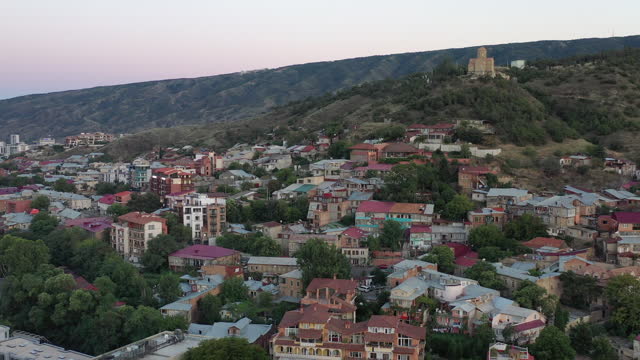 Aerial view of panorama of the center of Tbilisi