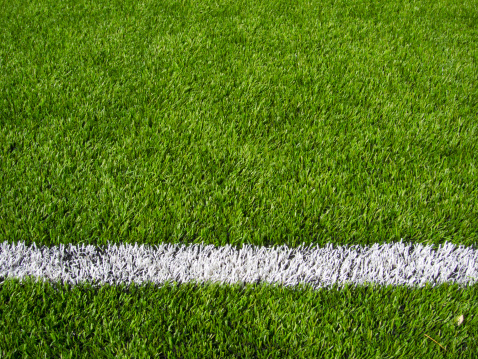 Empty Green soccer football field. Aerial View stock photo