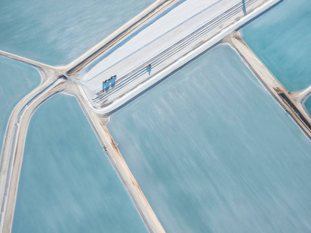 istock Abstract aerial view of salt mining 1561863403