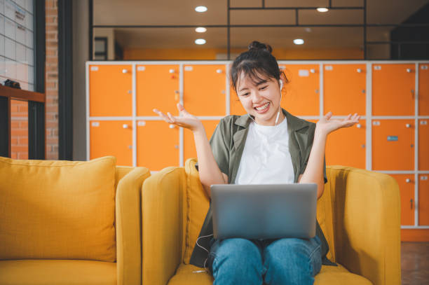 istock Teenage Asian  are communicating through video conferencing for online learning. In a video conference call via apps. new normal concept 1561925329