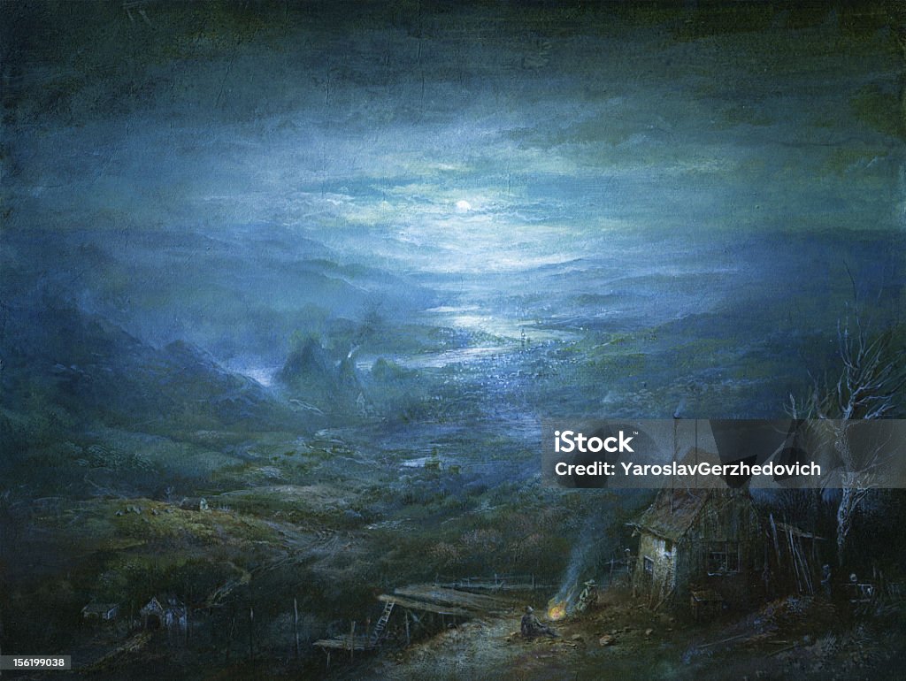 Лунный пейзаж - Стоковые иллюстрации Амбар роялти-фри