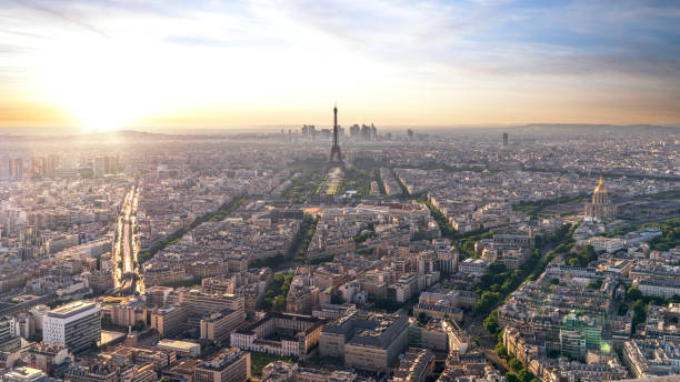 istock Eiffel tower paris city with sunset background 1561999622