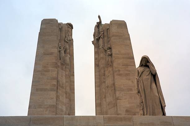 Vimy Ridge Memorial Monument and Statue at the Canadian Vimy Ridge memorial in Vimy France vimy memorial stock pictures, royalty-free photos & images