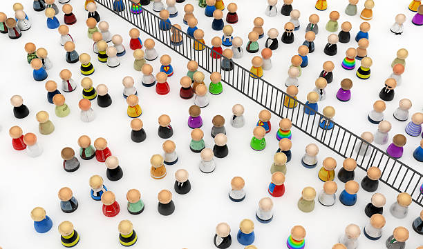 istock Cartoon Crowd, Fenced Off 156200773