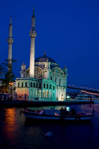 Ortakoy mosque at night stock photo