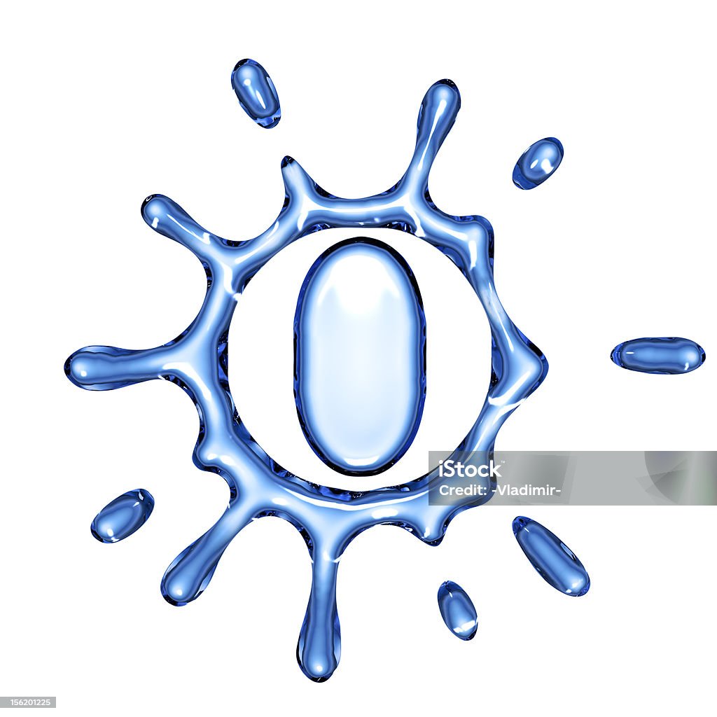 Blu acqua splash Lettera O - Foto stock royalty-free di Acqua