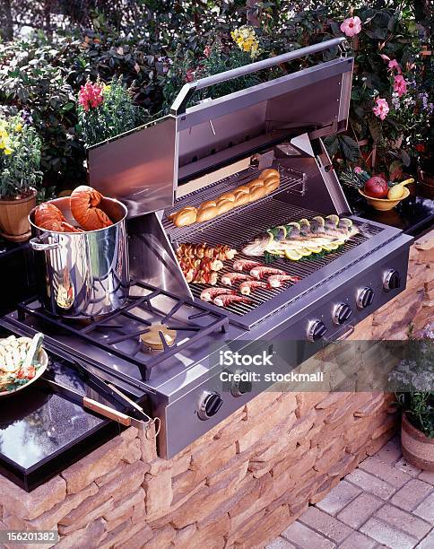 Outdoor Grill Stock Photo - Download Image Now - Barbecue - Meal, Ornamental Garden, Barbecue Grill