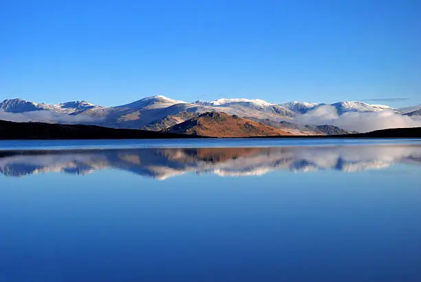 Snow Mountain reflected in lake