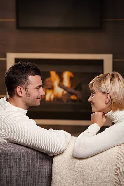 istock Couple talking in a cozy living room 156202721