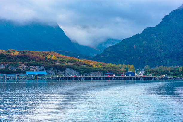 View of Port Valdez, Alaska from cruise ship. stock photo