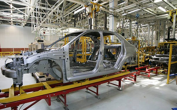 istock Car frame during assembly in production plant  156202762