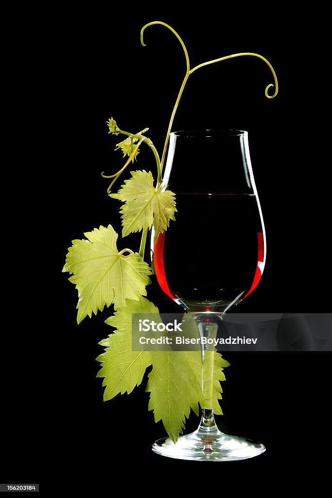 glass of red wine glass of red wine and grape branch Agriculture Stock Photo