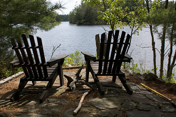 istock Muskoka Chairs Facing the Lake 156204087