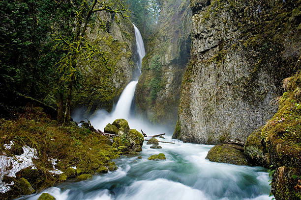istock Waterfall with flowing water and rock 156204136