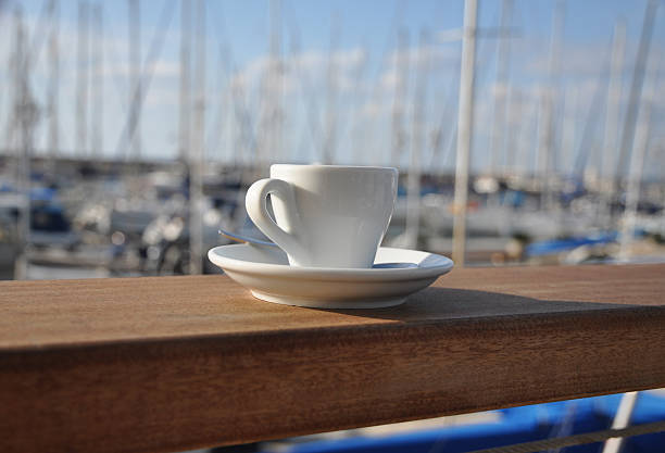 istock Espresso cup on bar by the port 156204738