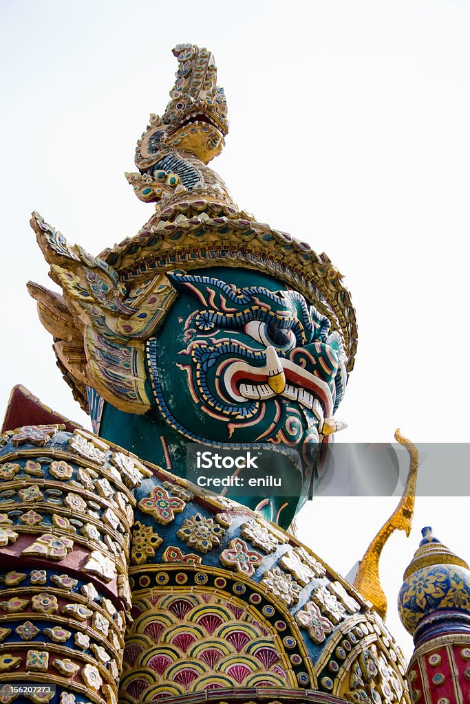 Golden Blue Dragon this is a statue from a bangkok temple Temple - Building Stock Photo