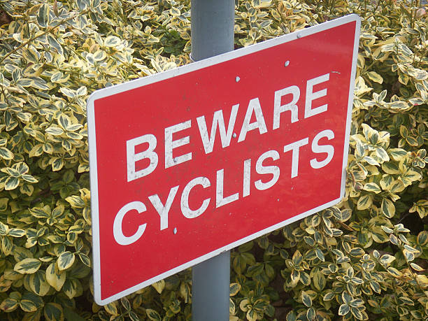 Beware Cyclists sign stock photo