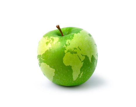 The apple globe on a white background