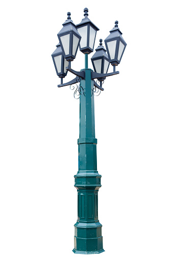 Vintage street lamp on white background