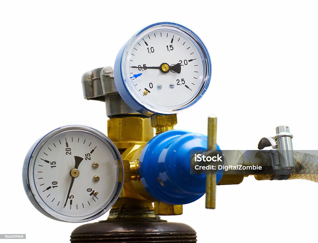Pressione del gas metri isolato - Foto stock royalty-free di Acciaio