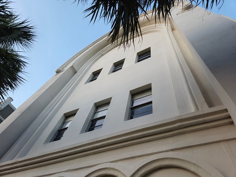 Upward View Of Building In Galveston Texas With Classic Architectural Features
