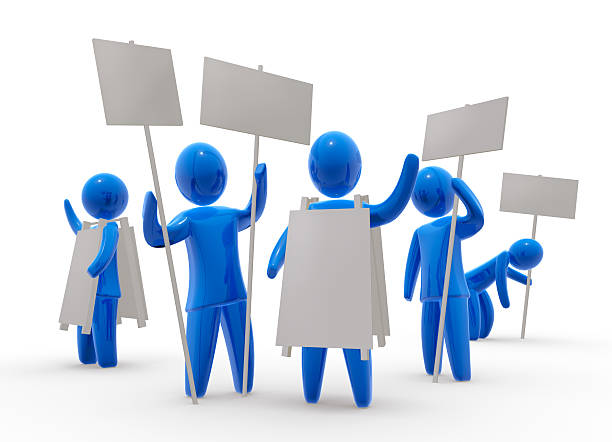 istock Animated people with signs holding a demonstration 156210339