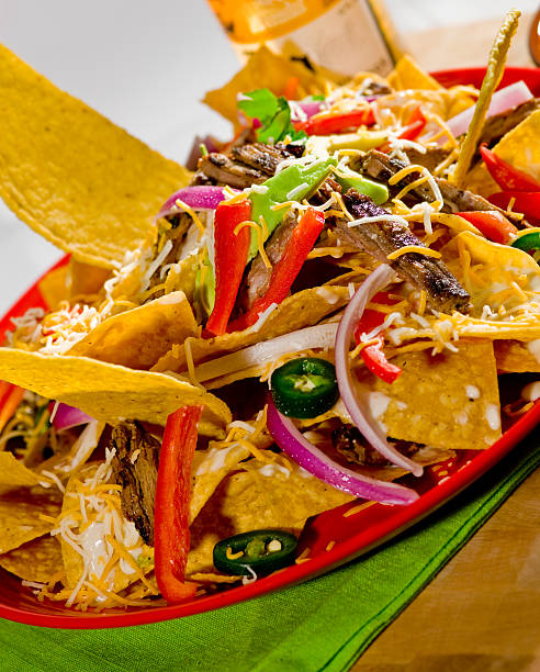 Beef nachos stock photo