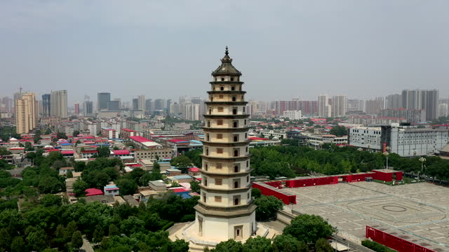 Aerial photography of the Kaiyuan Temple Pagoda in Dingzhou County,
