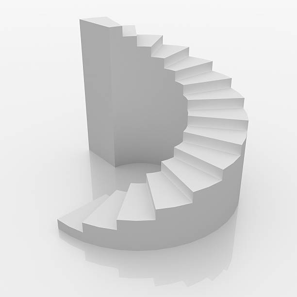 istock White spiral stairs to success 156212761