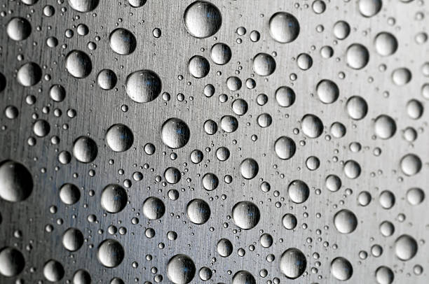 Texture metal with drops water. stock photo