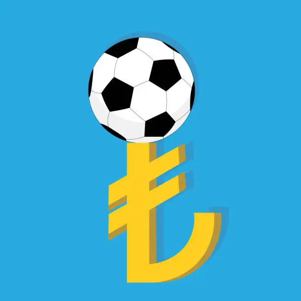 Vector illustration of Turkish currency in football